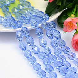 K9 Glass, Faceted Polyhedron Imitation Austrian Crystal Bead Strands, Grade AAA, Azure, 13x10mm, Hole: 0.9~1mm, about 30pcs/strand, 15.7 inch(G-M190-13x10mm-14A)