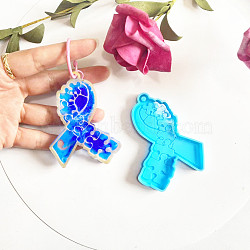 Ribbon Shape DIY Pendant Silicone Molds, for Keychain Making, Resin Casting Molds, For UV Resin, Epoxy Resin Jewelry Making, Deep Sky Blue, 82x62x7mm(SIMO-PW0001-337)