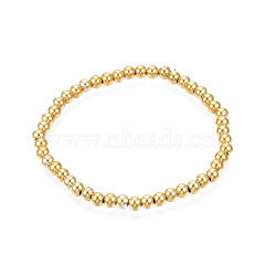 201 Stainless Steel Round Beaded Stretch Bracelet for Men Women, Real 18K Gold Plated, Inner Diameter: 2 inch(5.2cm), Beads: 5mm(BJEW-N017-163A-02)