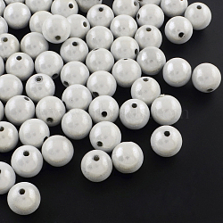 Spray Painted Acrylic Beads, Miracle Beads, Round, Bead in Bead, Silver, 8mm, Hole: 2mm, about 1827pcs/500g(MACR-Q154-8mm-001)