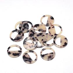 Cellulose Acetate(Resin) Pendants, Tortoiseshell Pattern, Flat Round, Antique White, 28.5x28.5x2.5mm, Hole: 1.5mm(KY-S134-A304)