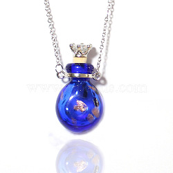 Lampwork Crown Perfume Bottle Pendant Necklace Titanium Steel 
Chains for Women, Medium Blue, 17.72 inch(45cm)(BOTT-PW0005-09G)
