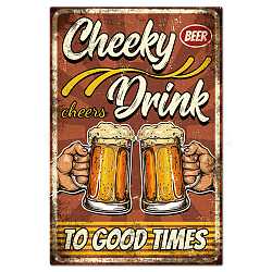 Vintage Metal Tin Sign, Iron Wall Decor for Bars, Restaurants, Cafe Pubs, Rectangle, Cheers, 300x200x0.5mm(AJEW-WH0189-446)