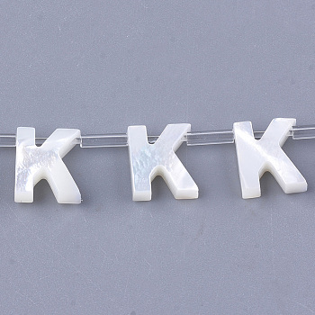 Sea Shell Beads, Top Drilled Beads, Letter, Letter.K, 10x8.5x3mm, Hole: 0.8mm