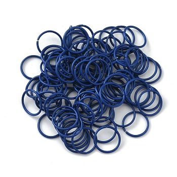 100Pcs Baking Paint Zinc Alloy Open Jump Rings, Round, Medium Blue, 16 Gauge, 12.2x1.2mm, Inner Diameter: 9.8mm