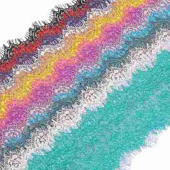 Nonelastic Lace Trim, Polyester Ribbon for Jewelry Making, Mixed Color, 3-1/2 inch(90mm)