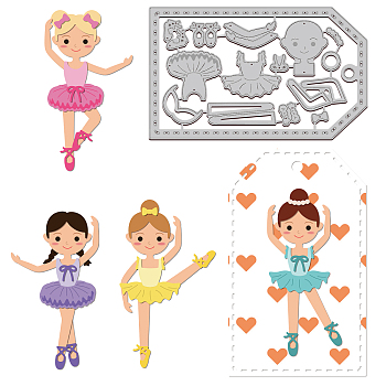 Dancer Theme Carbon Steel Cutting Dies Stencils, for DIY Scrapbooking, Photo Album, Decorative Embossing Paper Card, Stainless Steel Color, Girl Pattern, 9.2x15.1x0.08cm