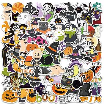 Halloween Themed PVC Waterproof Sticker Labels, Self-adhesive Decals, for Suitcase, Skateboard, Refrigerator, Helmet, Mobile Phone Shell, Colorful, 40~80mm, 100pcs/set