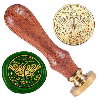 Golden Plated Brass Sealing Wax Stamp Head, with Wood Handle, for Envelopes Invitations, Gift Cards, Insects, 83x22mm, Head: 7.5mm, Stamps: 25x14.5mm