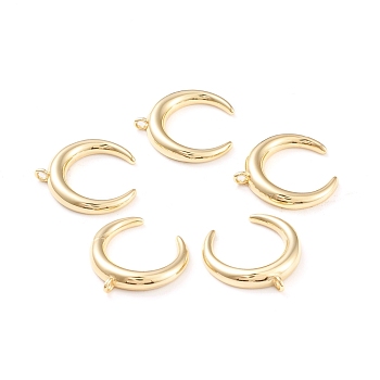 Brass Pendants, Long-Lasting Plated, Double Horn/Crescent Moon, Real 18K Gold Plated, 16x15.3x2.6mm, Hole: 1.2mm