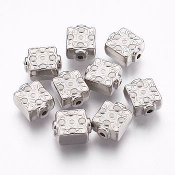CCB Plastic Beads, Square, Platinum, 13x11x6.5mm, Hole: 2mm
