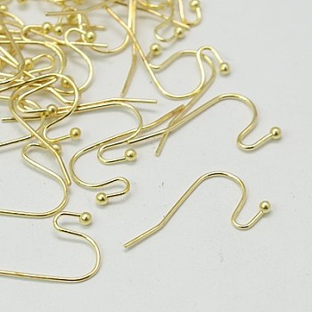 Brass Earring Hooks, Golden, 22x11x0.75mm