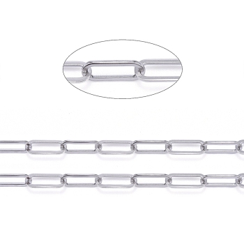 3.28 Feet 304 Stainless Steel Paperclip Chains, Drawn Elongated Cable Chains, Unwelded, Stainless Steel Color,16x6.5x1mm