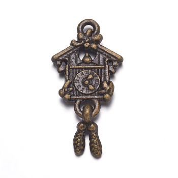 Alloy Pendants, Cadmium Free & Nickel Free & Lead Free, House, Antique Bronze Color, Size: about 25mm long, 12.5mm wide, 3mm thick, hole: 2mm
