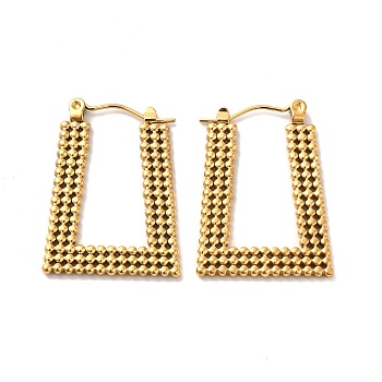 Ion Plating(IP) 304 Stainless Steel Trapezoid Hoop Earrings for Women, Golden, 27.5x20x1.5mm, Pin: 0.7mm