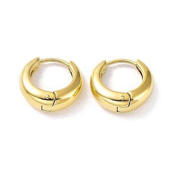 Ion Plating(IP) 304 Stainless Steel Polishing Hoop Earrings, Real 18K Gold Plated, 15x6mm