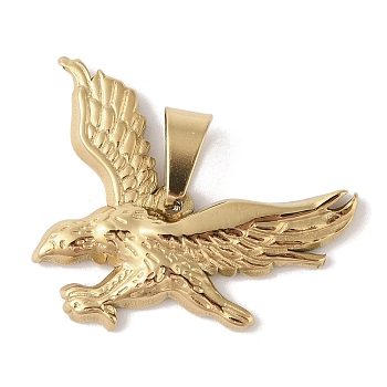 PVD Vacuum Plating 304 Stainless Steel Pendants, Eagle Charm, Golden, 25x34.5x4mm, Hole: 7.5x4.5mm