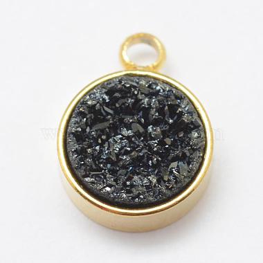 Electroplated Natural Druzy Agate Charms(G-P321-04G)-2