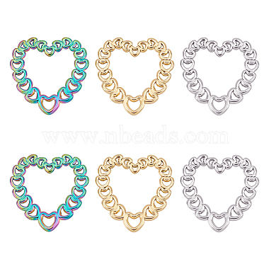 Mixed Color Heart 304 Stainless Steel Linking Rings