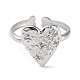 Heart with Star 304 Stainless Steel Cuff Ring Findings(STAS-P334-03P)-2
