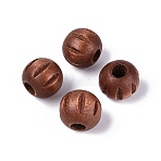 Wood European Beads, Large Hole Beads, Dyed, Round, 12x10.5mm, Hole: 4.5mm(WOOD-A026-01C)