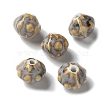 Vintage Porcelain Pumpkin Beads, Antique Style Glazed Ceramic Beads, Light Grey, 12~13x10.5~11mm, Hole: 2mm(PORC-L080-A02)