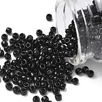 TOHO 6/0 Round Beads, Japanese Seed Beads, (49) Opaque Jet, 4mm, Hole: 1.5mm, about 168pcs/10g(X-SEED-TR06-0049)