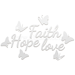 Acrylic Wall Stickers, for Home Living Room Bedroom Wall Decoration, Word Faith Hope Love Pattern, Silver, 300x233x1mm(DIY-WH20013-60A)