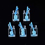 Imitation Drink Resin Pendants, Lemon Polymer Clay inside, with Acrylic Bottle, Deep Sky Blue, 25~28x12x11mm, Hole: 1.8mm(CRES-S359-32C)