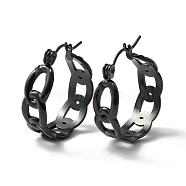 304 Stainless Steel Curb Chain Chunky Hoop Earrings for Women, Electrophoresis Black, 22x20.5x7mm, Pin: 0.7mm(EJEW-P197-05EB)