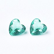 Cubic Zirconia Pointed Back Cabochons, Heart, Faceted, Medium Turquoise, 5x5x3mm(ZIRC-WH0001-C03)