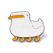 Duck Enamel Pin, Cartoon Alloy Badge for Backpack Clothes, Gunmetal, White, 25.5x28.5x1.5mm, Pin: 1mm(JEWB-H008-07B)