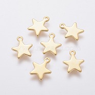 304 Stainless Steel Charms, Star, Real 18k Gold Plated, 10x8x0.8mm, Hole: 1.4mm(STAS-L234-069G)