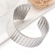 304 Stainless Steel Open Cuff Bangles for Women, Stainless Steel Color, Inner Diameter: 2-1/4 inch(5.65cm)(BJEW-Z086-02P)