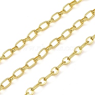 Brass Cable Chains, wiht Spool, Long-Lasting Plated, Soldered, Lead Free & Cadmium Free, Real 18K Gold Plated, Links: 10x5.5x1.5mm and 6.5x5.5x2mm(CHC-L050-06G)