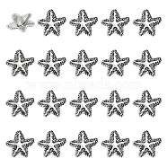 1 Bag Alloy Shank Buttons, 1-Hole, Starfish, Antique Silver, 22.5x24x5mm, Hole: 3mm, 20pcs/bag(BUTT-UN0001-24)