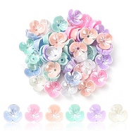 Resin Imitation Pearl Bead Caps, 3-Petal, Flower, Mixed Color, 10x10x4mm, Hole: 1.4mm, about 50pcs/bag(RESI-YW0001-26)