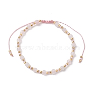 Adjustable Natural Rose Quartz & Glass Braided Bead Bracelet, Inner Diameter: 1-7/8~3-1/4 inch(4.75~8.2cm)(BJEW-JB10137-06)