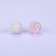 Printed Round Silicone Focal Beads, Lavender Blush, 15x15mm, Hole: 2mm(SI-JX0056A-33)