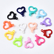 Opaque Acrylic Lobster CLaw Clasps, Heart, Mixed Color, 26.5x22x6.5mm, Hole: 3mm(X-SACR-T358-02)