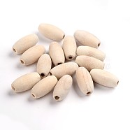 Unfinished Wood Beads, Natural Wooden Beads, Lead Free, Oval, Moccasin, 20x10mm, Hole: 3mm(X-WOOD-S650-85-LF)