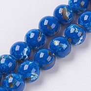 Sea Shell and Synthetic Turquoise Assembled Beads Strands, Round, Medium Blue, 8~9mm, Hole: 1.2mm, about 49~50pcs/strand, 15.3~15.7 inch(39~40cm)(G-G758-06-8mm)