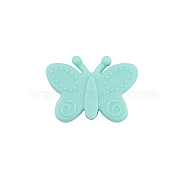 Food Grade Eco-Friendly Silicone Focal Beads, Chewing Beads For Teethers, DIY Nursing Necklaces Making, Butterfly, Light Cyan, 22x30x10mm, Hole: 3mm(FIND-PW0005-06J)