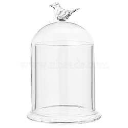 Clear Glass Dome Cover, Decorative Display Case, Cloche Bell Jar Terrarium with Glass Base, Bird, Cover: 90x150mm, Jar: 80~100x100mm(DJEW-WH0039-69A)