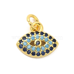 Real 18K Gold Plated Rack Plating Brass Micro Pave Cubic Zirconia Pendants Charms, Long-Lasting Plated, Lead Free & Cadmium Free, Horse Eye, 8.5x10x3mm, Hole: 3mm(KK-S396-01A)