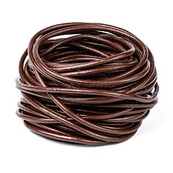 Leather Jewelry Cord, Cowhide Leather, DIY Necklace Making Material, Saddle Brown, Size: about 3mm thick, about 109.36 yards(100m)/bundle(WL-A002-12)