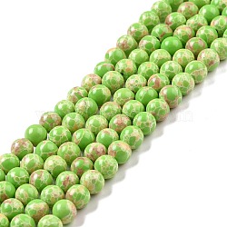 Synthetic Imperial Jasper Beads Strands, Dyed, Round, Green Yellow, 6mm, Hole: 1.2mm, about 65pcs/strand, 14.76 inch~14.96 inch(37.5cm~38cm)(G-E568-01A-01)