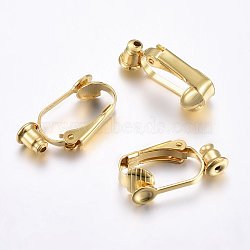 304 Stainless Steel Clip-on Earring Findings, Golden, 20.5x7.5x10mm, Hole: 0.7mm(X-STAS-O110-20G)