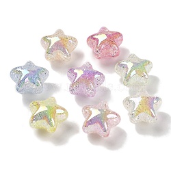 UV Plating Transparent Rainbow Iridescent Acrylic Beads, Pentacle, Mixed Color, 18x19x13mm, Hole: 2mm(TACR-R001-07A)