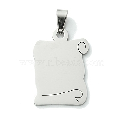 Non-Tarnish 201 Stainless Steel Pendants, Book Charm, Stainless Steel Color, 32x22x1.5mm, Hole: 8x4mm(STAS-U003-07P)